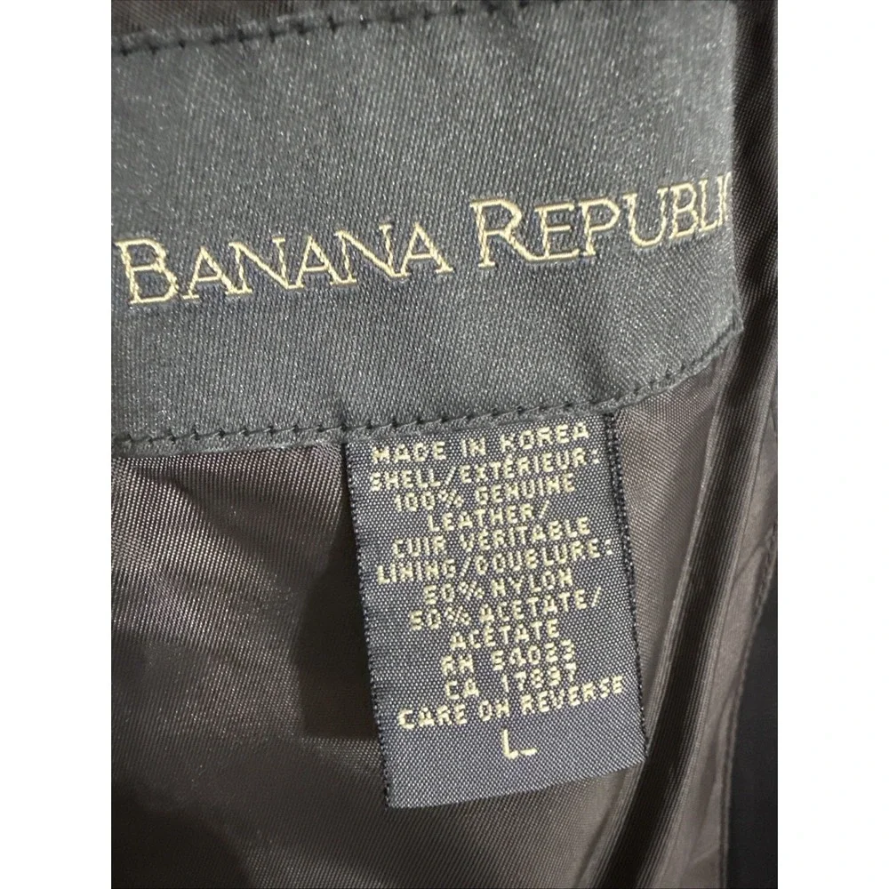 Vtg Mens Leather Coat Banana Republic Black L  Jacket Blazer Rockabilly Y2K Soft